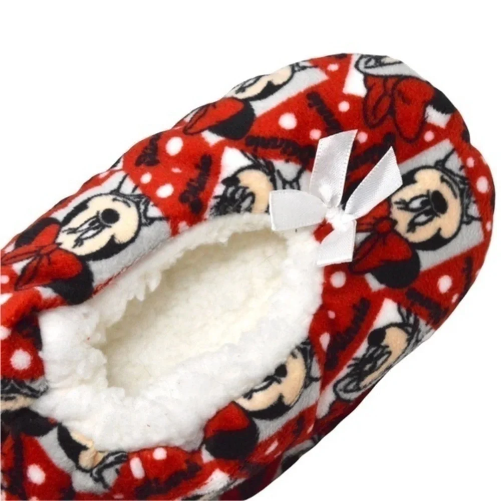 Disney Minnie Mouse Kids Plush‎ Slipper Socks, S/M Sizes 8-13